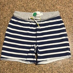 Mini Boden Blue and White Striped Shorts with raw hem